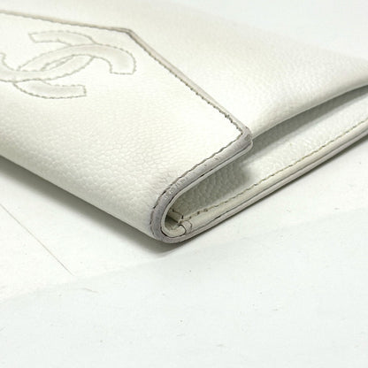 CHANEL Folded wallet Caviar skin white COCO Mark