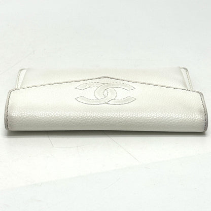 CHANEL Folded wallet Caviar skin white COCO Mark