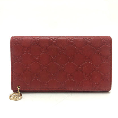 GUCCI Long Wallet Purse 212109 Sima leather Red GG Shima Line