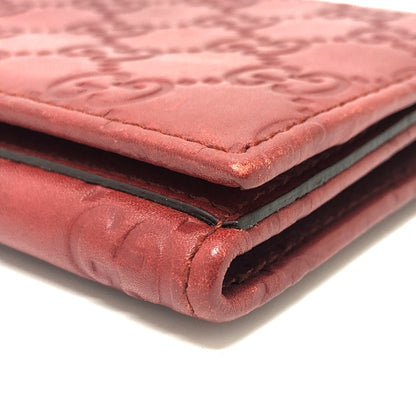 GUCCI Long Wallet Purse 212109 Sima leather Red GG Shima Line
