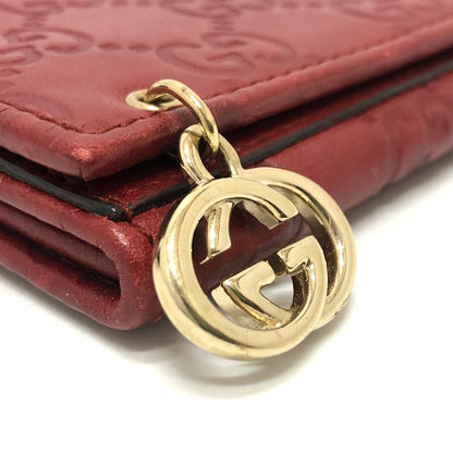GUCCI Long Wallet Purse 212109 Sima leather Red GG Shima Line