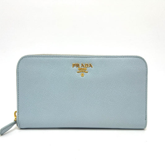 PRADA Long Wallet Purse 1M0506 saffiano leather blue logo