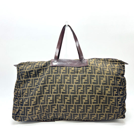 FENDI Tote Bag Leather / canvas Brown Zucca Pattern