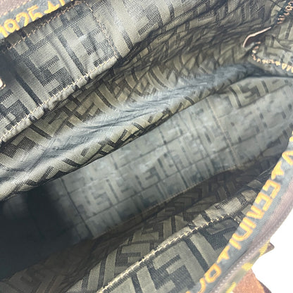 FENDI Tote Bag Leather / canvas Brown Zucca Pattern