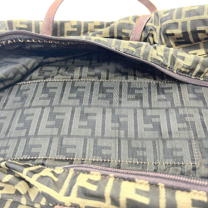 FENDI Tote Bag Leather / canvas Brown Zucca Pattern