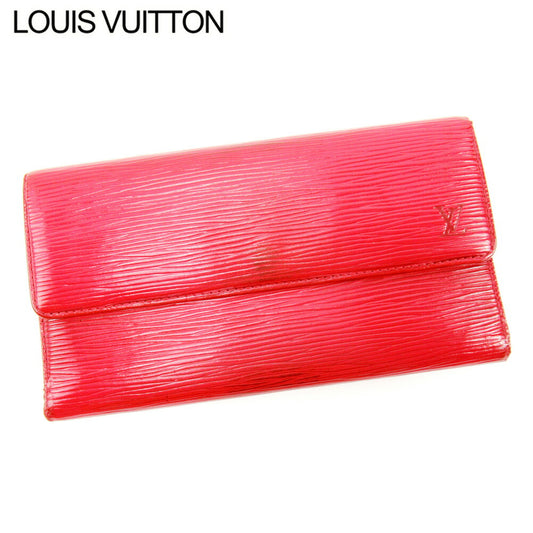 LOUIS VUITTON Long Wallet Purse M6338E Red Porte Tresor