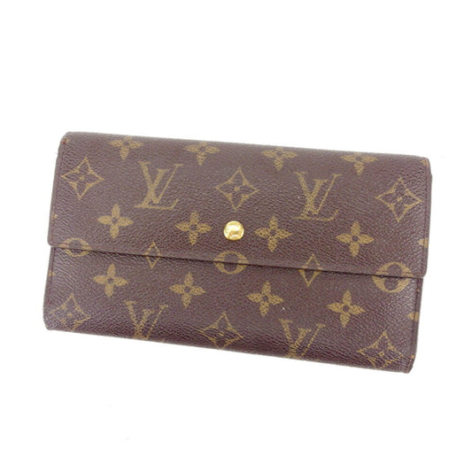 LOUIS VUITTON Long Wallet Purse M61215 PVCx leather Brown Porte Tresor International