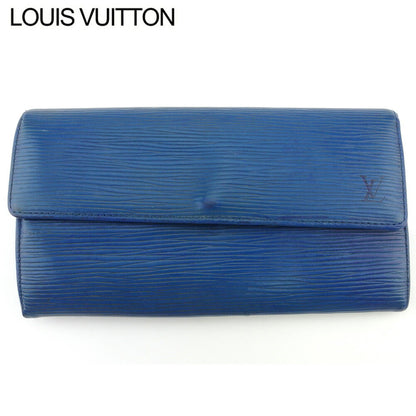 LOUIS VUITTON Long Wallet Purse M63575 Blue gold Pochette Porto MonÃ©credi