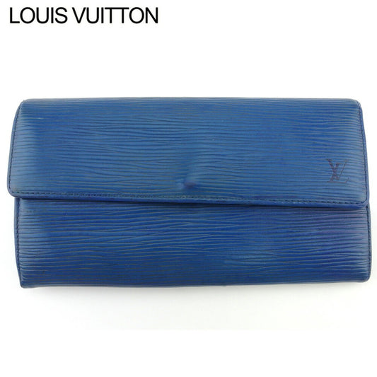 LOUIS VUITTON Long Wallet Purse M63575 Blue gold Pochette Porto MonÃ©credi