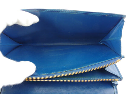 LOUIS VUITTON Long Wallet Purse M63575 Blue gold Pochette Porto MonÃ©credi