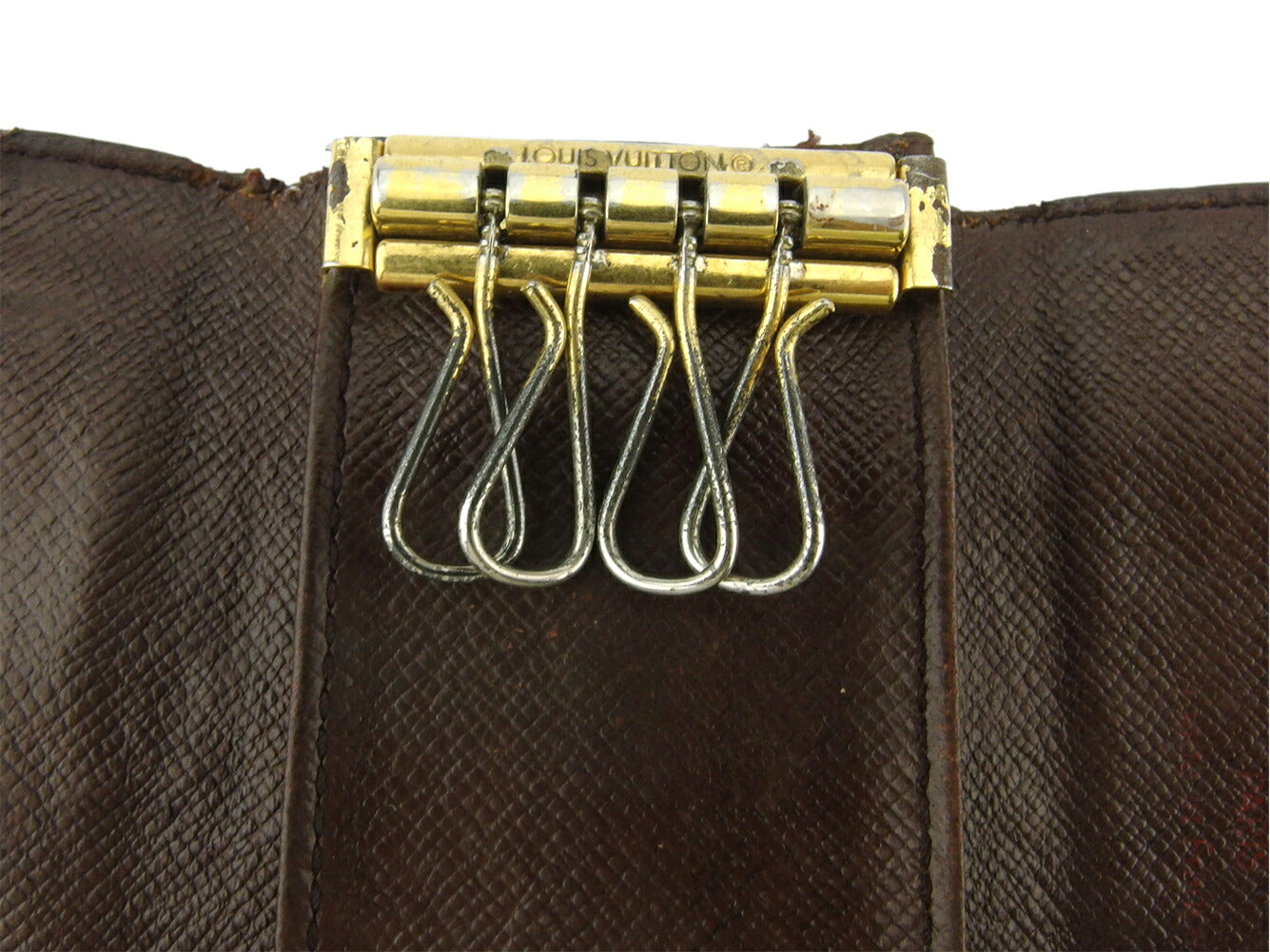 LOUIS VUITTON Key case Key holder N62631 Brown beige gold Multicles4