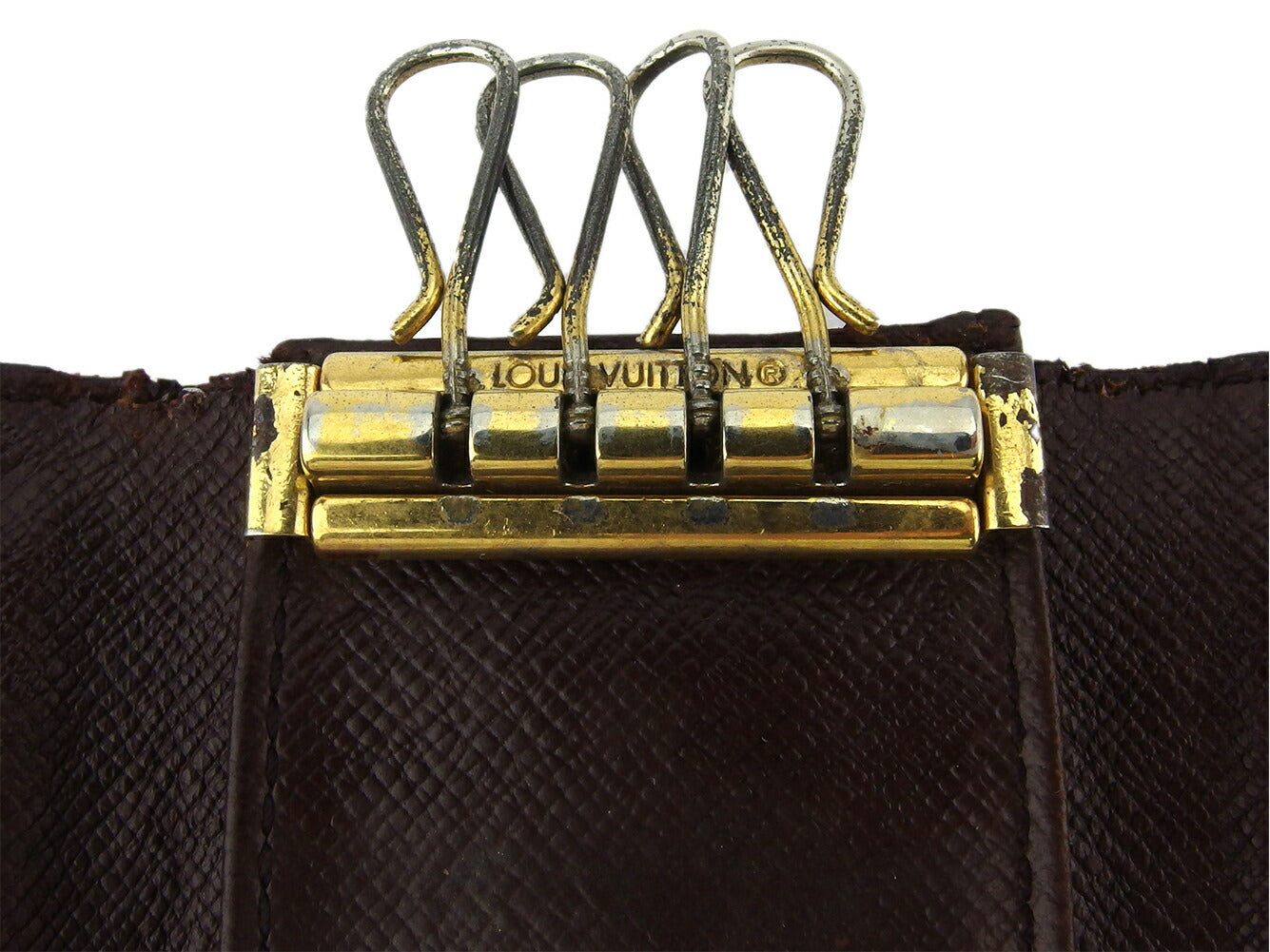 LOUIS VUITTON Key case Key holder N62631 Brown beige gold Multicles4