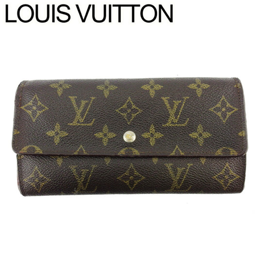 LOUIS VUITTON Long Wallet Purse M61724 Brown beige gold Pochette Porto MonÃ©credi