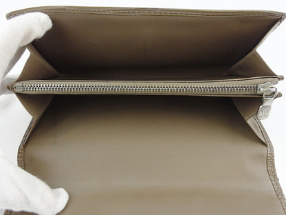 LOUIS VUITTON Long Wallet Purse M6357C Gray Brown Silver Pochette Porto MonÃ©credi