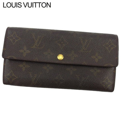 LOUIS VUITTON Long Wallet Purse M61725 Brown beige gold Pochette Porto MonÃ©credi