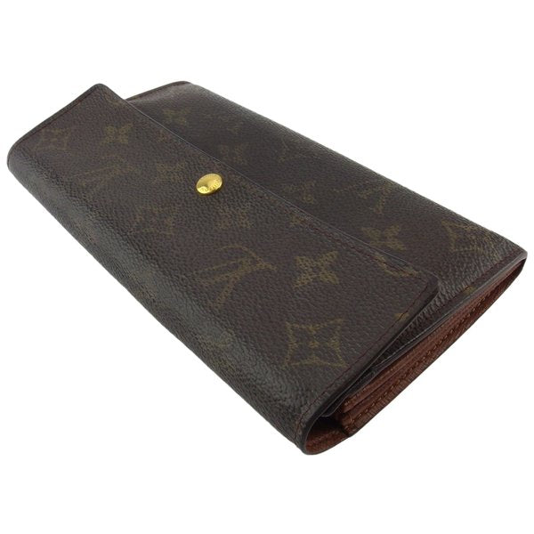 LOUIS VUITTON Long Wallet Purse M61725 Brown beige gold Pochette Porto MonÃ©credi
