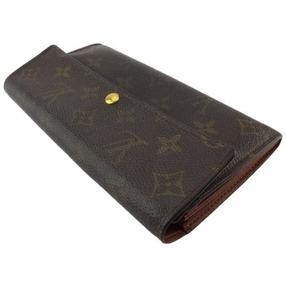 LOUIS VUITTON Long Wallet Purse M61725 Brown beige gold Pochette Porto MonÃ©credi