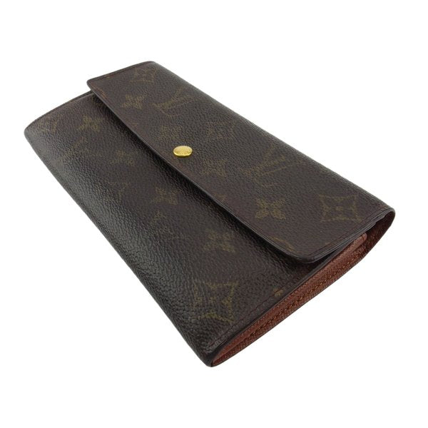 LOUIS VUITTON Long Wallet Purse M61725 Brown beige gold Pochette Porto MonÃ©credi
