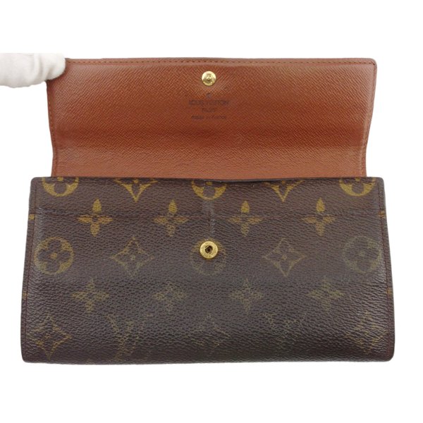LOUIS VUITTON Long Wallet Purse M61725 Brown beige gold Pochette Porto MonÃ©credi