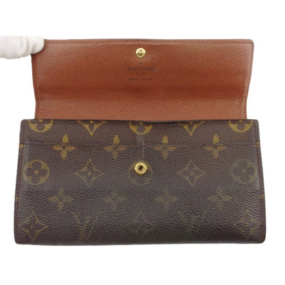 LOUIS VUITTON Long Wallet Purse M61725 Brown beige gold Pochette Porto MonÃ©credi
