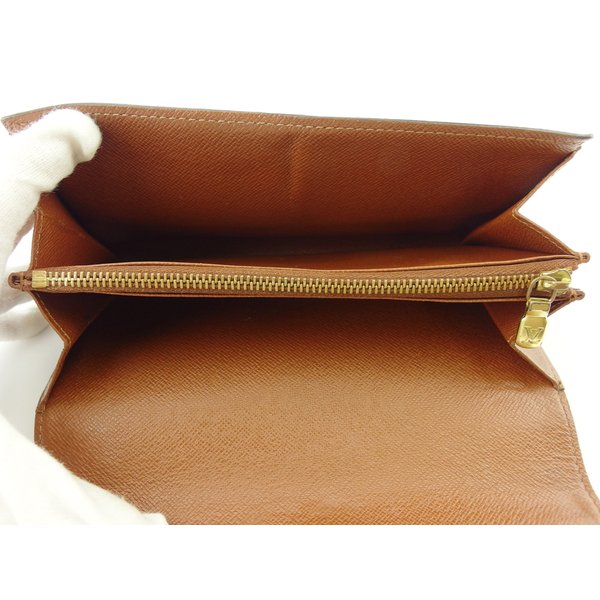 LOUIS VUITTON Long Wallet Purse M61725 Brown beige gold Pochette Porto MonÃ©credi