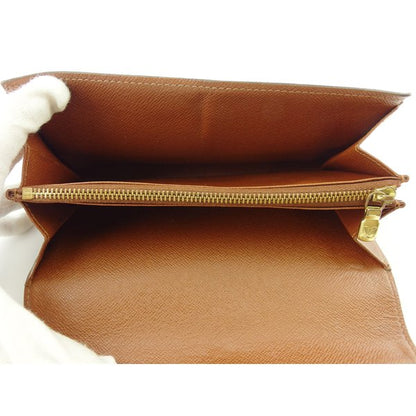 LOUIS VUITTON Long Wallet Purse M61725 Brown beige gold Pochette Porto MonÃ©credi