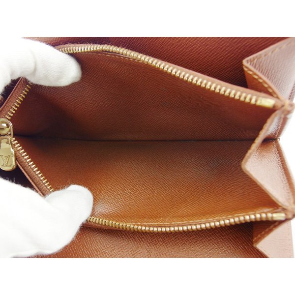 LOUIS VUITTON Long Wallet Purse M61725 Brown beige gold Pochette Porto MonÃ©credi