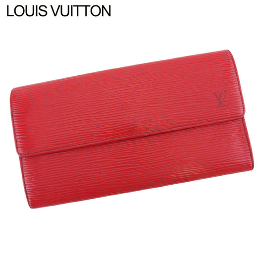 LOUIS VUITTON Long Wallet Purse M63577 Red gold Pochette Porto MonÃ©credi
