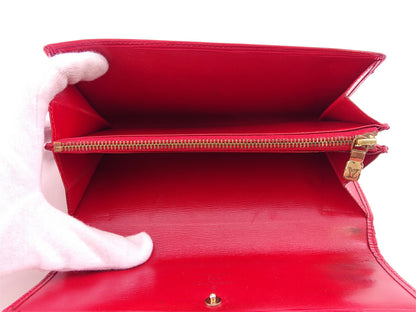 LOUIS VUITTON Long Wallet Purse M63577 Red gold Pochette Porto MonÃ©credi