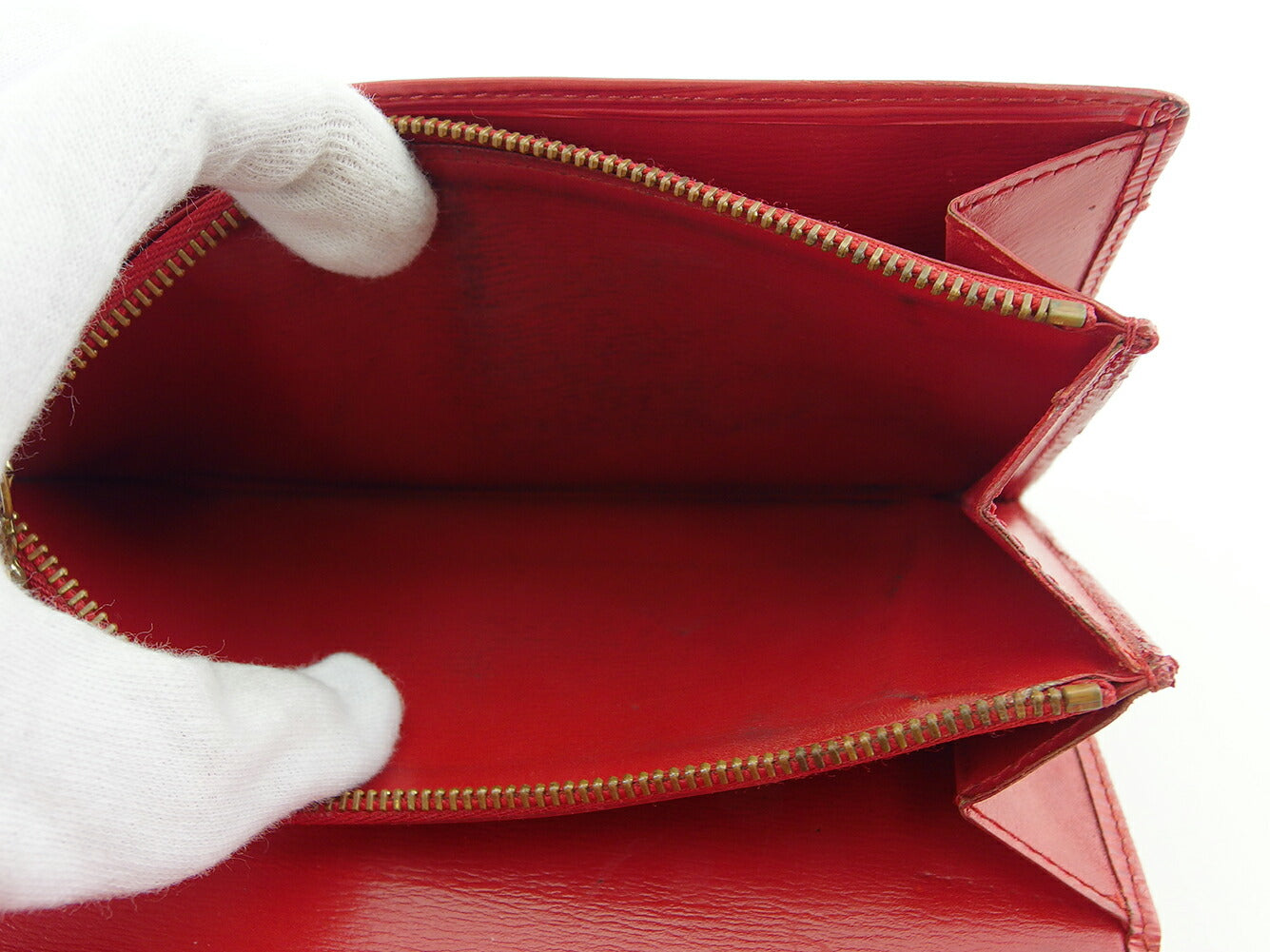 LOUIS VUITTON Long Wallet Purse M63577 Red gold Pochette Porto MonÃ©credi