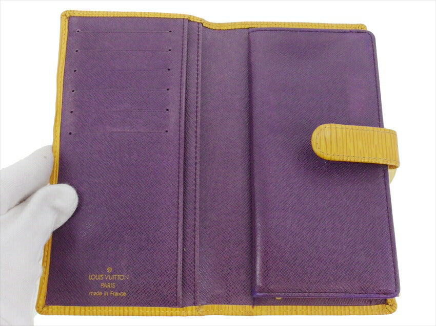 LOUIS VUITTON Long Wallet Purse M63259 Yellow Gold Purple Continental Vienova