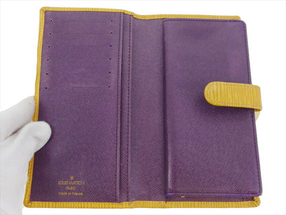 LOUIS VUITTON Long Wallet Purse M63259 Yellow Gold Purple Continental Vienova