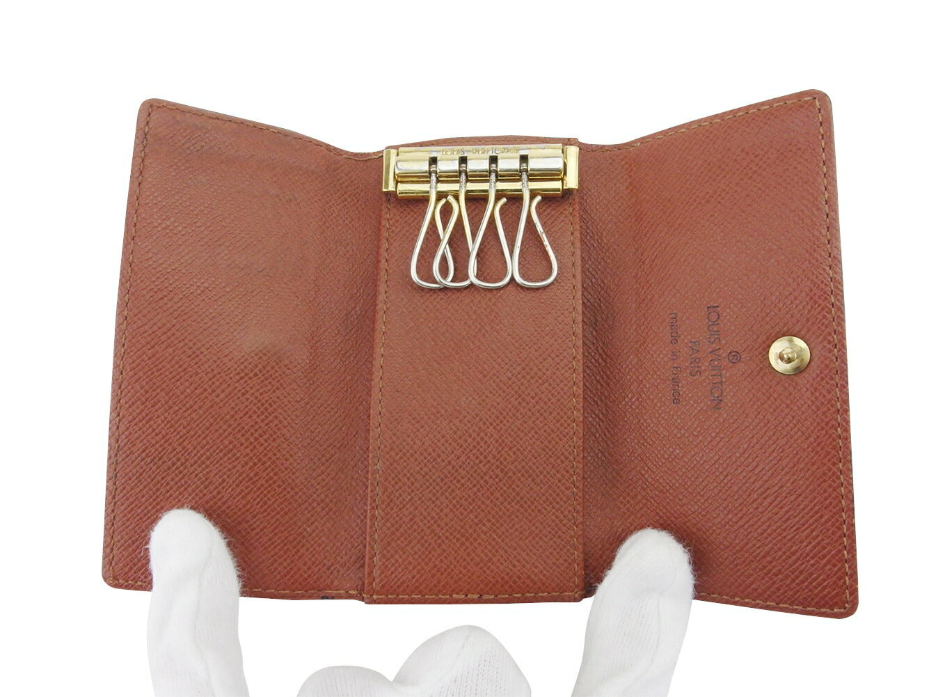 LOUIS VUITTON Key case Key holder M62631 Brown beige gold Multicles4