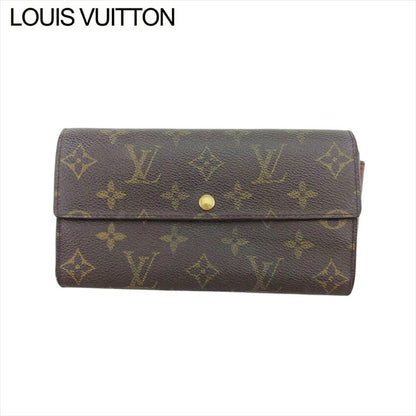 LOUIS VUITTON Long Wallet Purse M61725 Brown beige gold Pochette Porto MonÃ©credi
