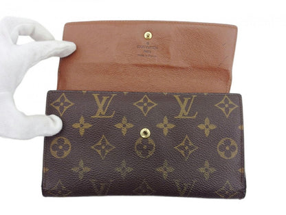 LOUIS VUITTON Long Wallet Purse M61215 Brown beige gold Porte Tresor International