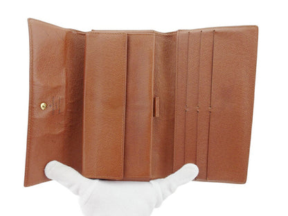 LOUIS VUITTON Long Wallet Purse M61215 Brown beige gold Porte Tresor International