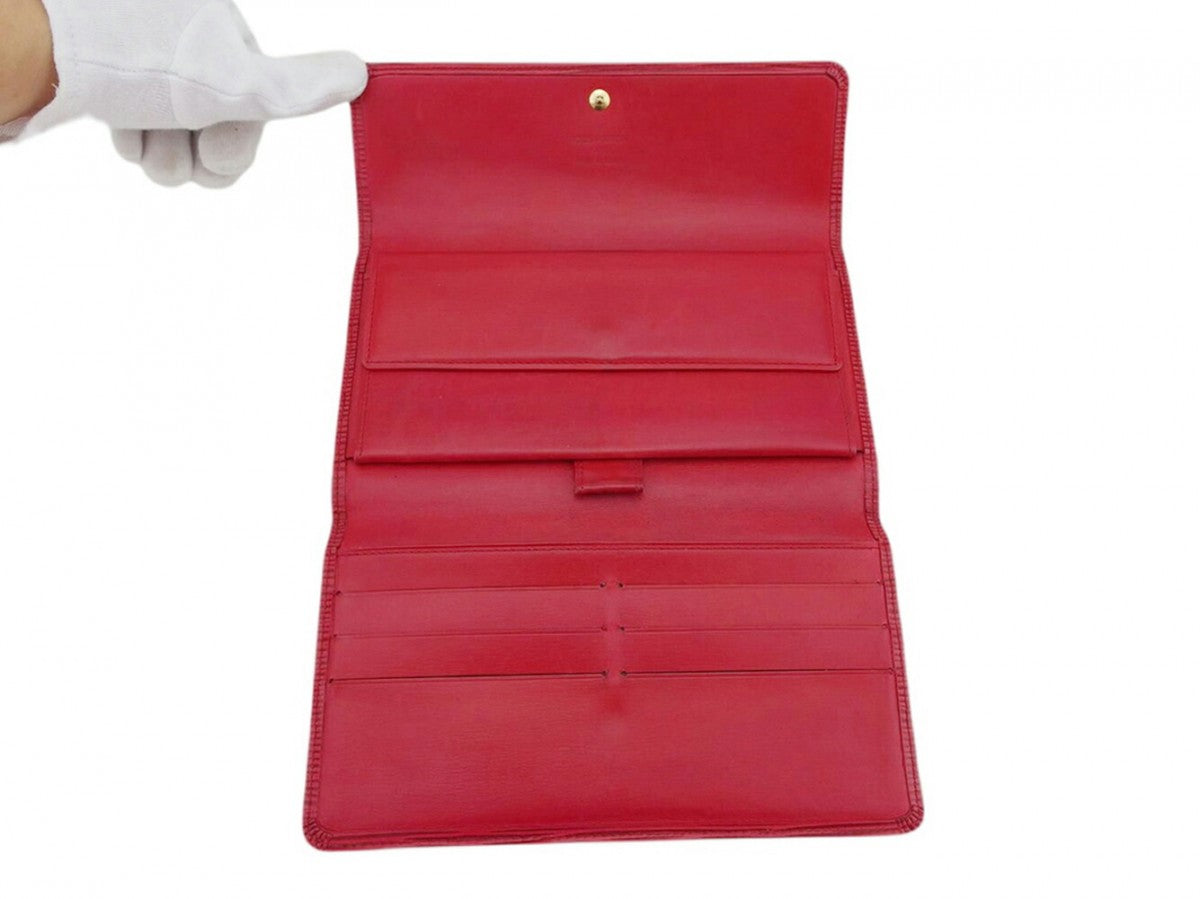 LOUIS VUITTON Long Wallet Purse M63387 Red Porte Tresor International