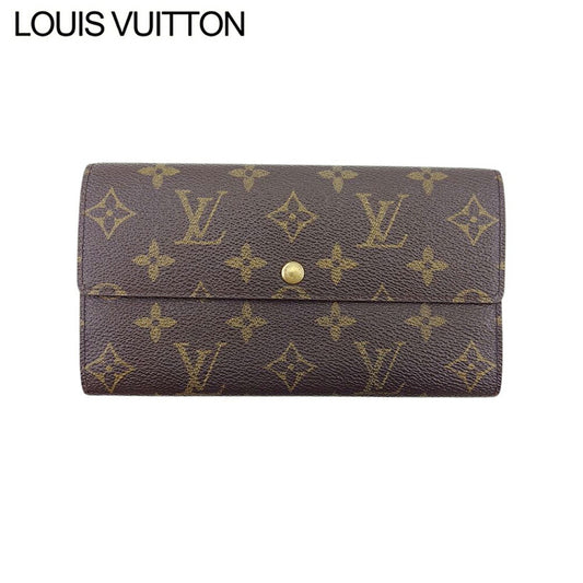 LOUIS VUITTON Long Wallet Purse M61725 Brown beige gold Pochette Porto MonÃ©credi