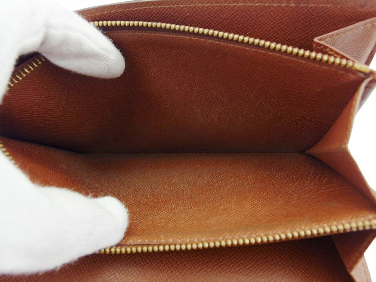 LOUIS VUITTON Long Wallet Purse M61725 Brown beige gold Pochette Porto MonÃ©credi