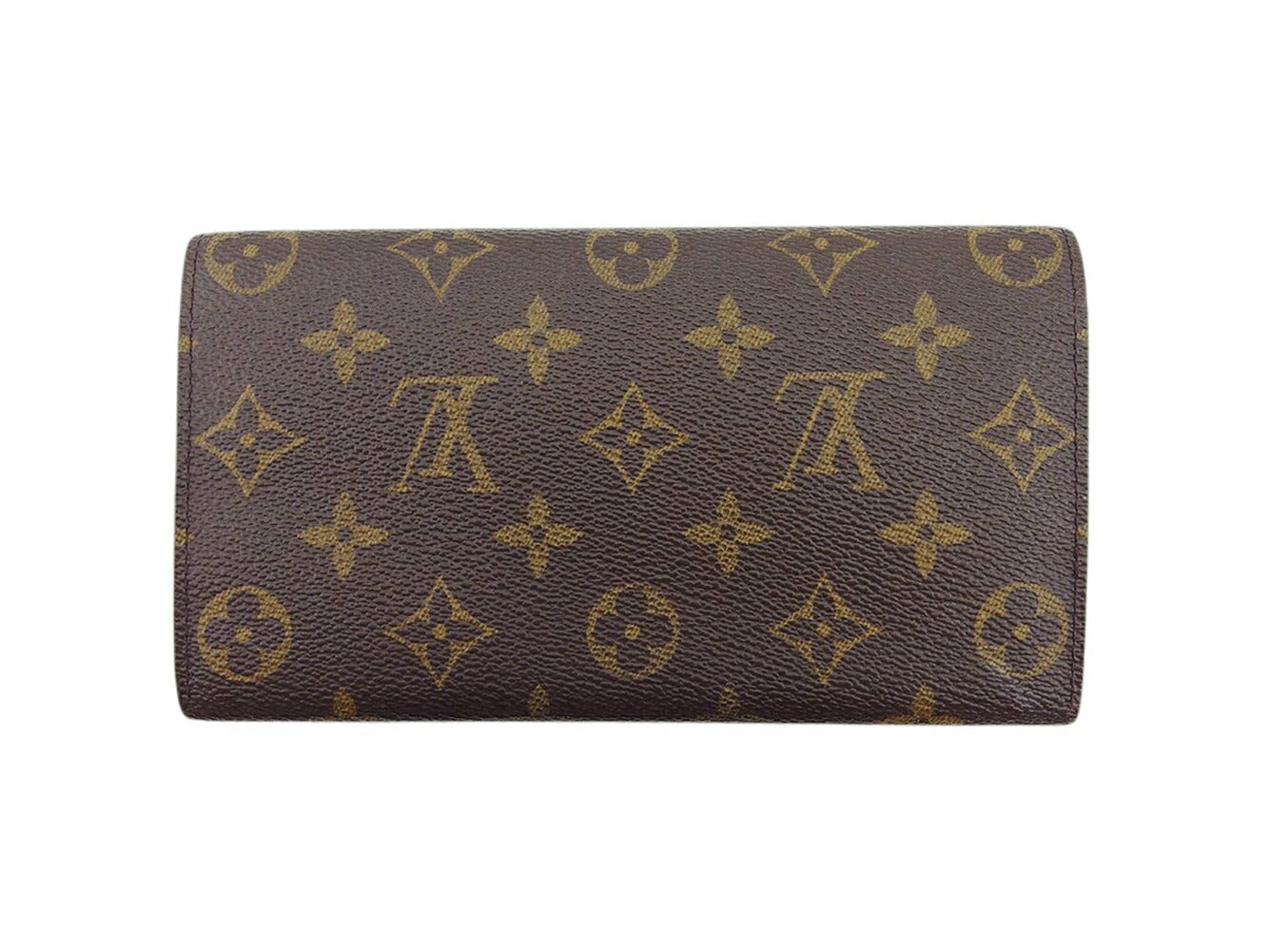 LOUIS VUITTON Long Wallet Purse M61725 Brown beige gold Pochette Porto MonÃ©credi