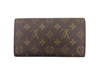 LOUIS VUITTON Long Wallet Purse M61725 Brown beige gold Pochette Porto MonÃ©credi