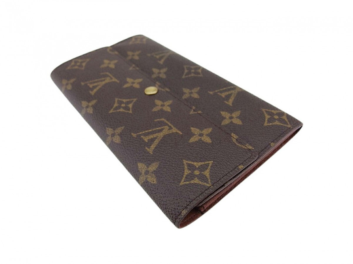 LOUIS VUITTON Long Wallet Purse M61725 Brown beige gold Pochette Porto MonÃ©credi