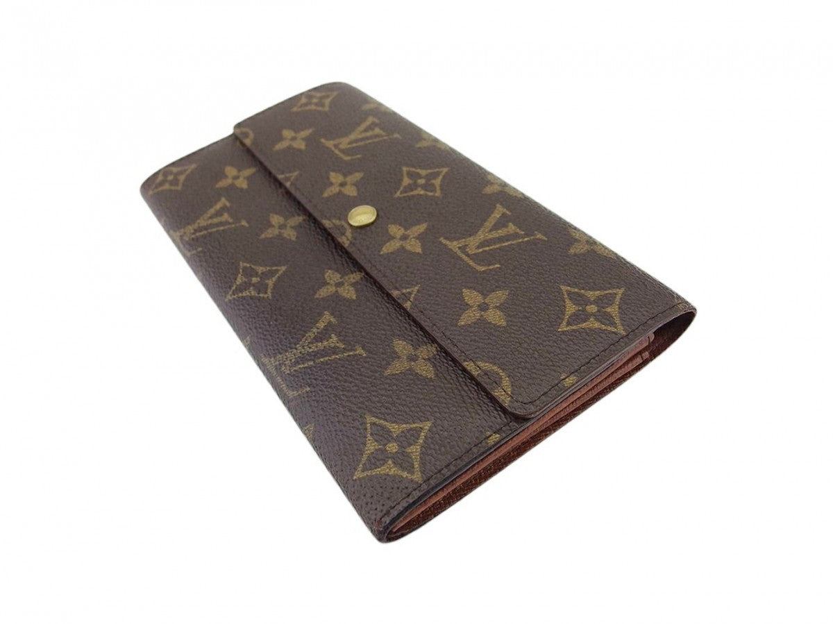 LOUIS VUITTON Long Wallet Purse M61725 Brown beige gold Pochette Porto MonÃ©credi