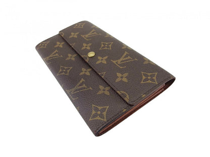 LOUIS VUITTON Long Wallet Purse M61725 Brown beige gold Pochette Porto MonÃ©credi