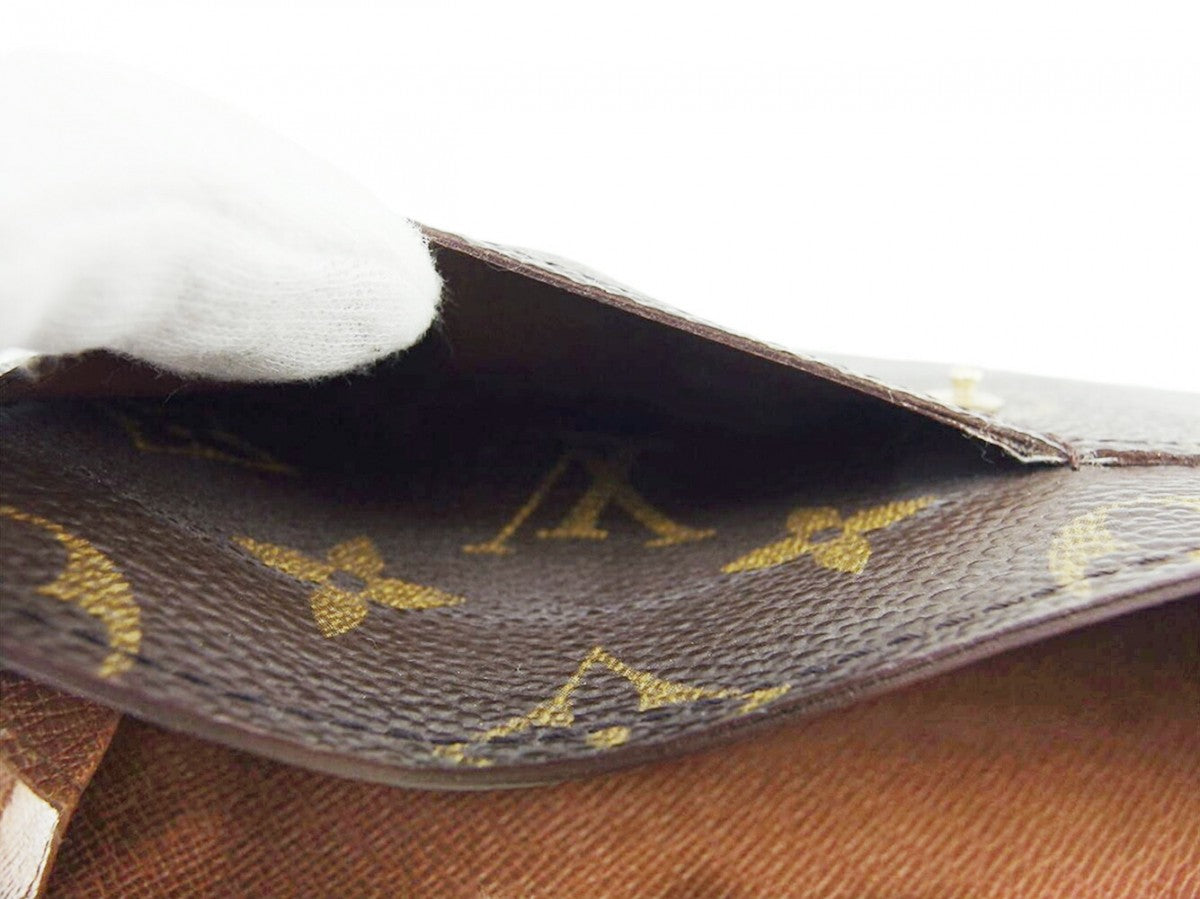 LOUIS VUITTON Long Wallet Purse M61725 Brown beige gold Pochette Porto MonÃ©credi