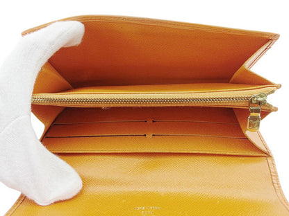 LOUIS VUITTON Long Wallet Purse M6359H Orange gold Pochette Portomonet Cartes Crdit