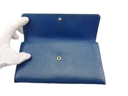 LOUIS VUITTON Long Wallet Purse M63565 blue Pochette Porto MonÃ©credi