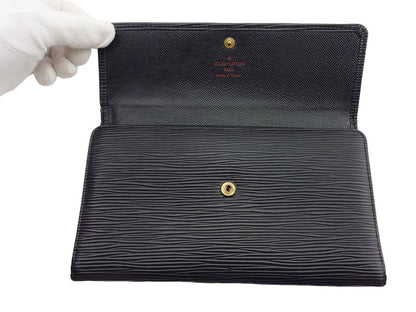 LOUIS VUITTON Long Wallet Purse M63382 black Porte Tresor International