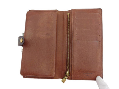 LOUIS VUITTON Long Wallet Purse T61217 Brown beige gold North America exclusive Continental Clutch