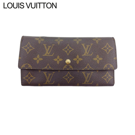 LOUIS VUITTON Long Wallet Purse M61724 Brown beige gold Pochette Porto MonÃ©credi